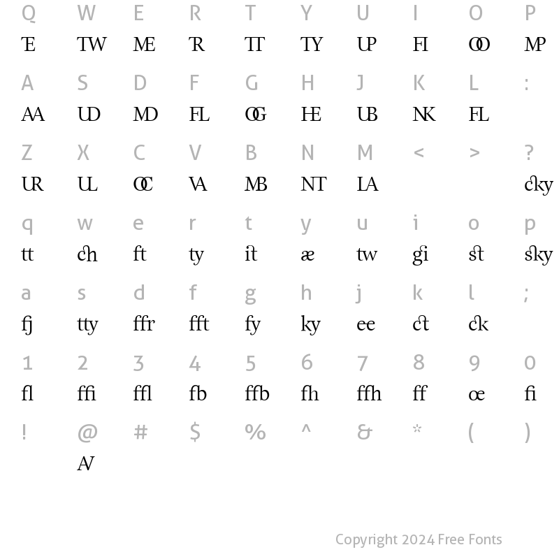 Character Map of EstaLigatures Regular