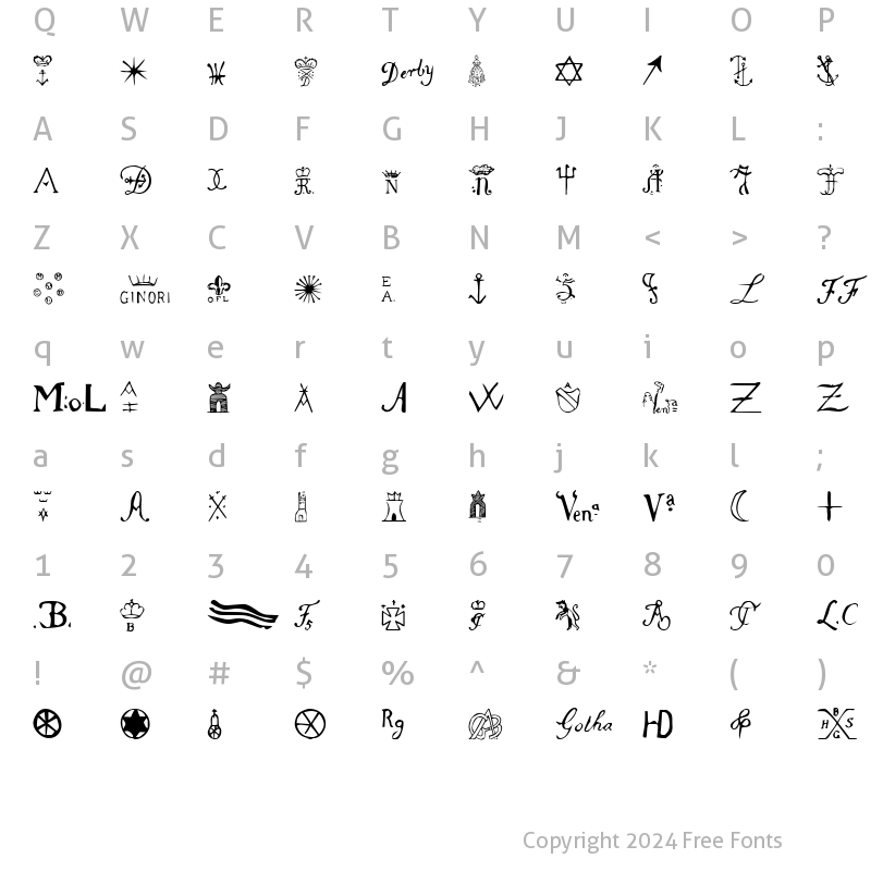 Character Map of Estampilles Regular