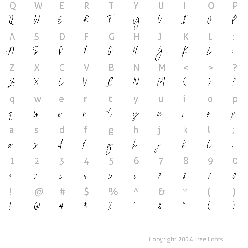 Character Map of Ester Clark Regular