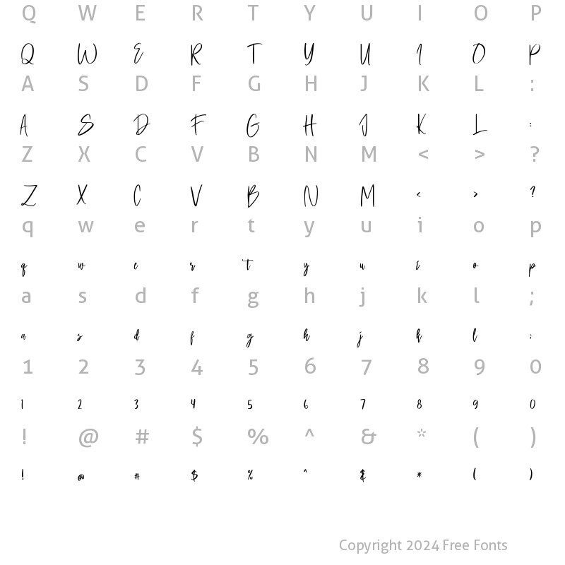 Character Map of Esthes Regular