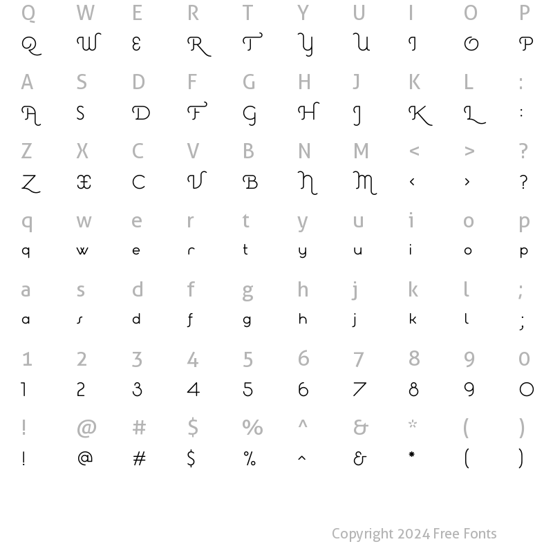 Character Map of EstiloScript Regular