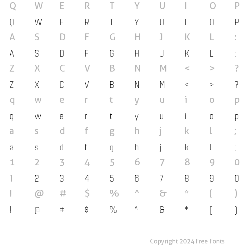 Character Map of Estricta Light