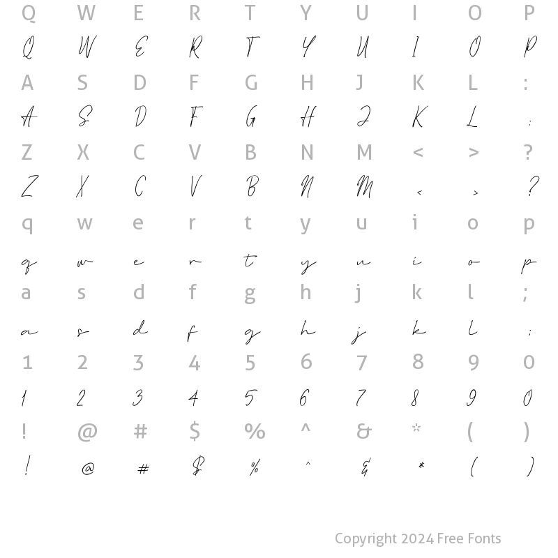 Character Map of Estylla Regular