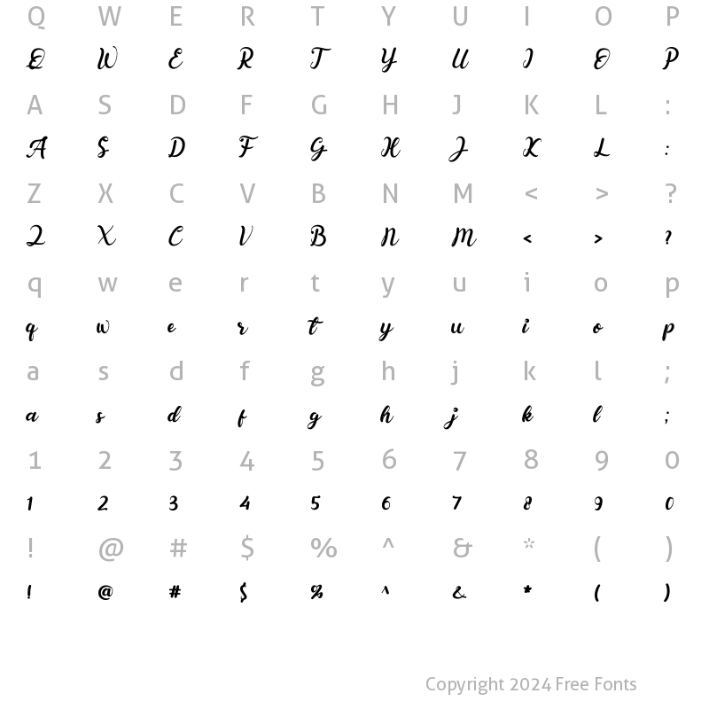 Character Map of Esyla Regular