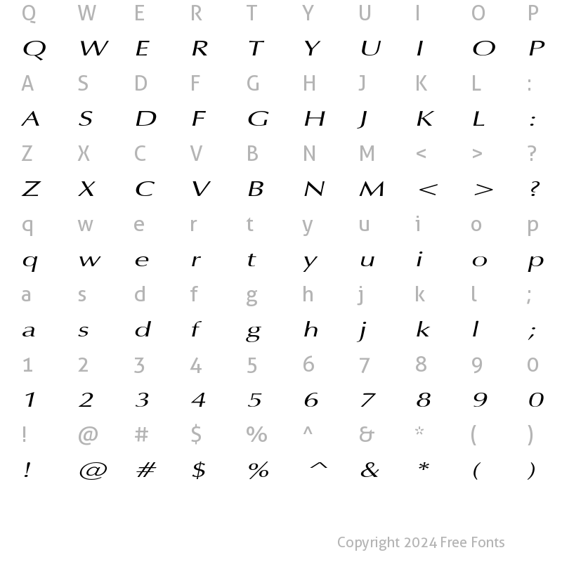 Character Map of EternaExtended Oblique