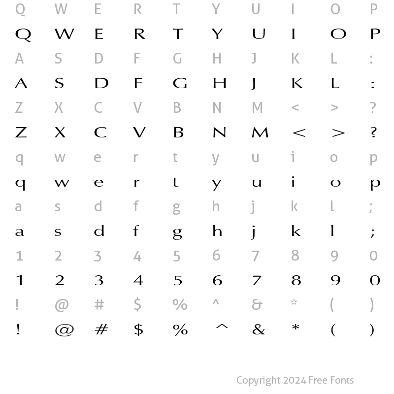 Character Map of EternaExtended Regular