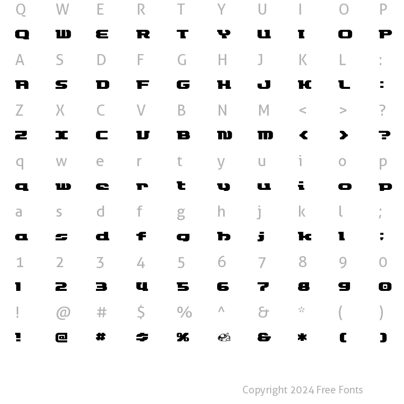 Character Map of ETRocketype Regular