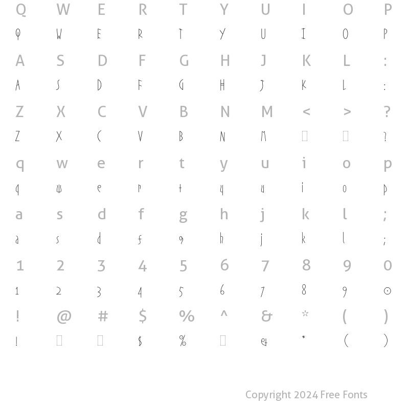 Character Map of Etruscan Plain Regular