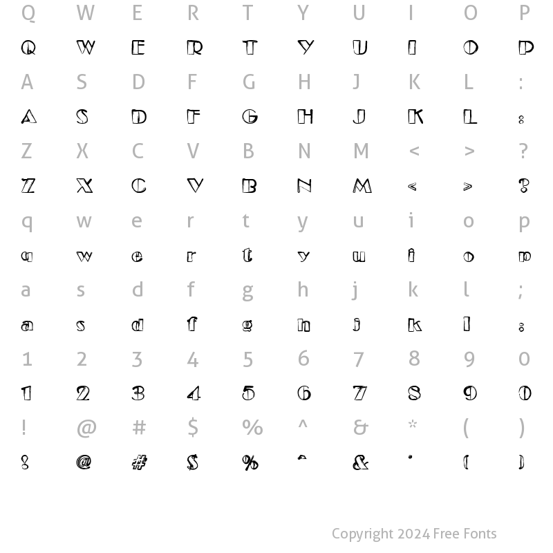 Character Map of Etude Regular