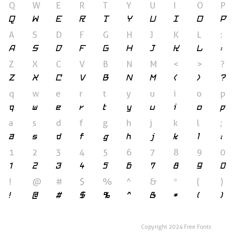 Character Map of etudy alpha Regular