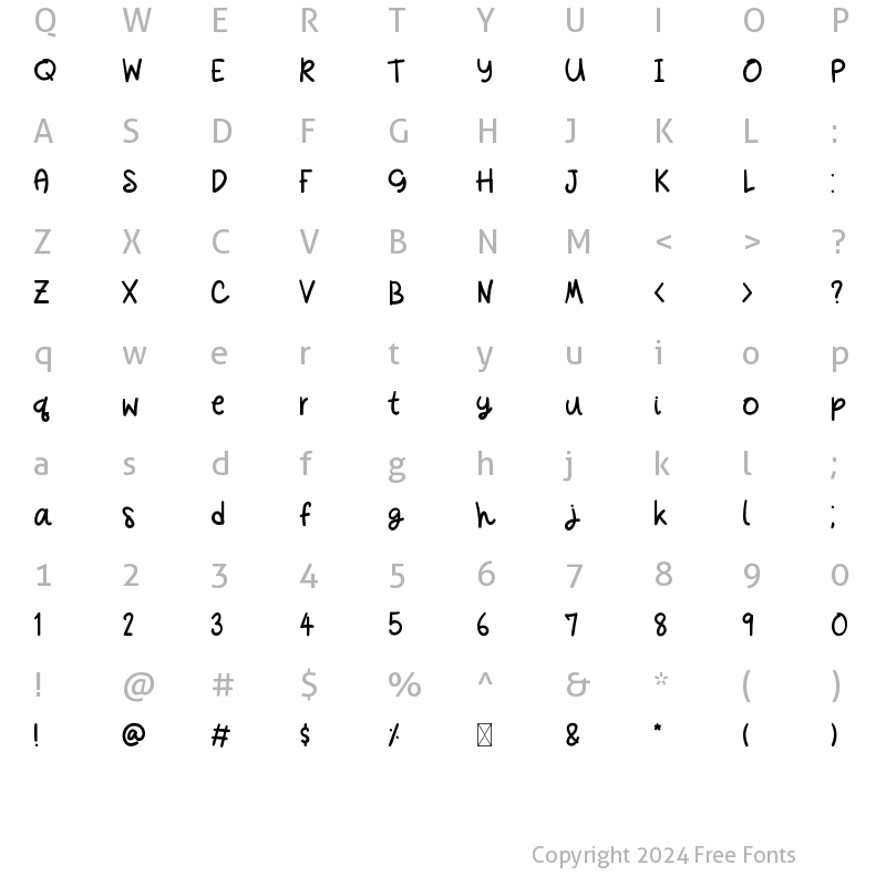 Character Map of Eugenia Regular