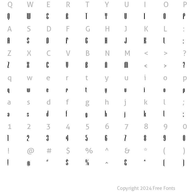 Character Map of EunoiaCondensedRound Regular