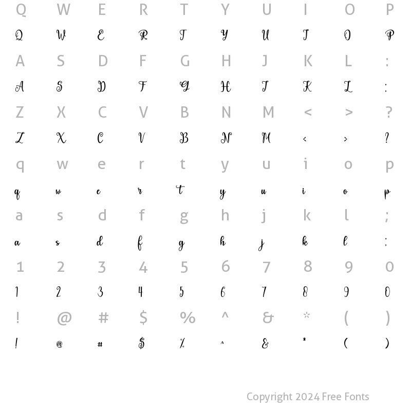 Character Map of Euphoria Regular