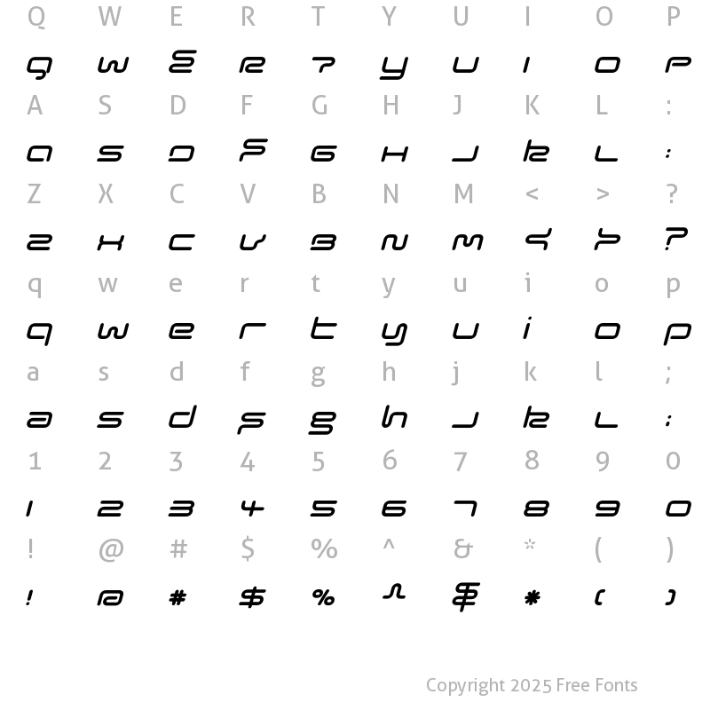 Character Map of Euphoric Heavy Italic