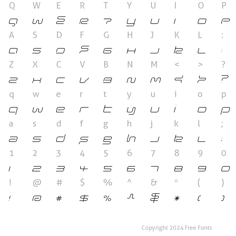 Character Map of Euphoric Thin Italic