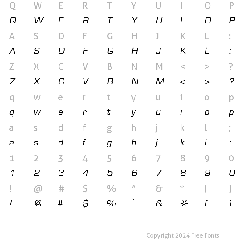 Character Map of Eurasia RegularItalic