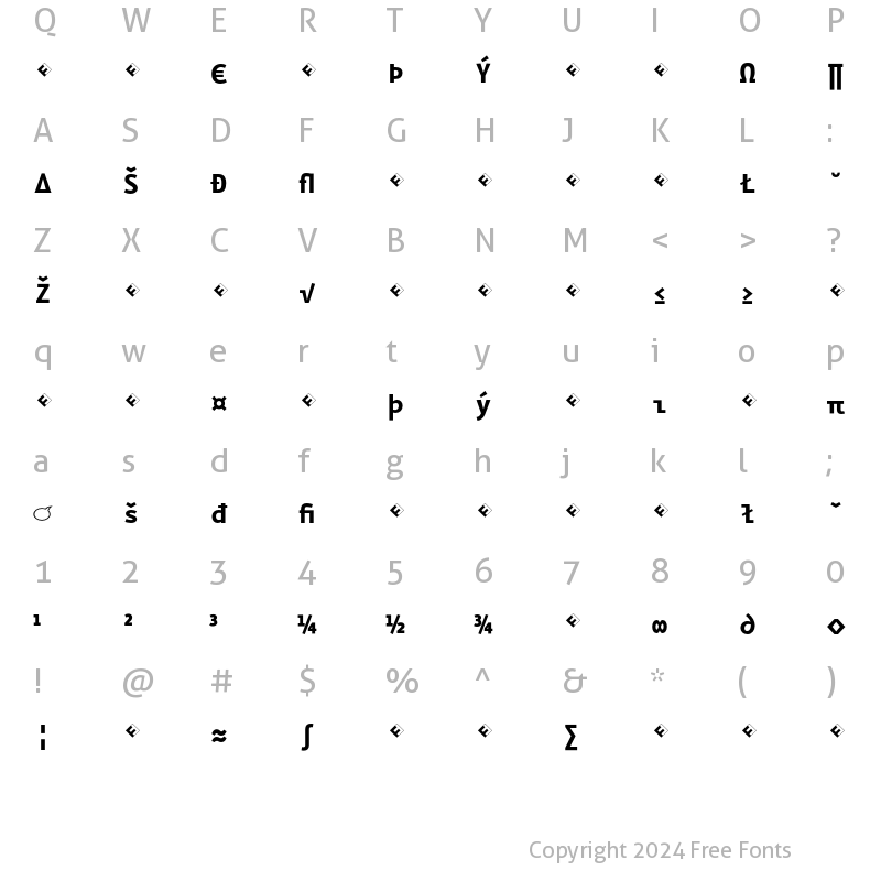 Character Map of Eureka Mono Exp Bold