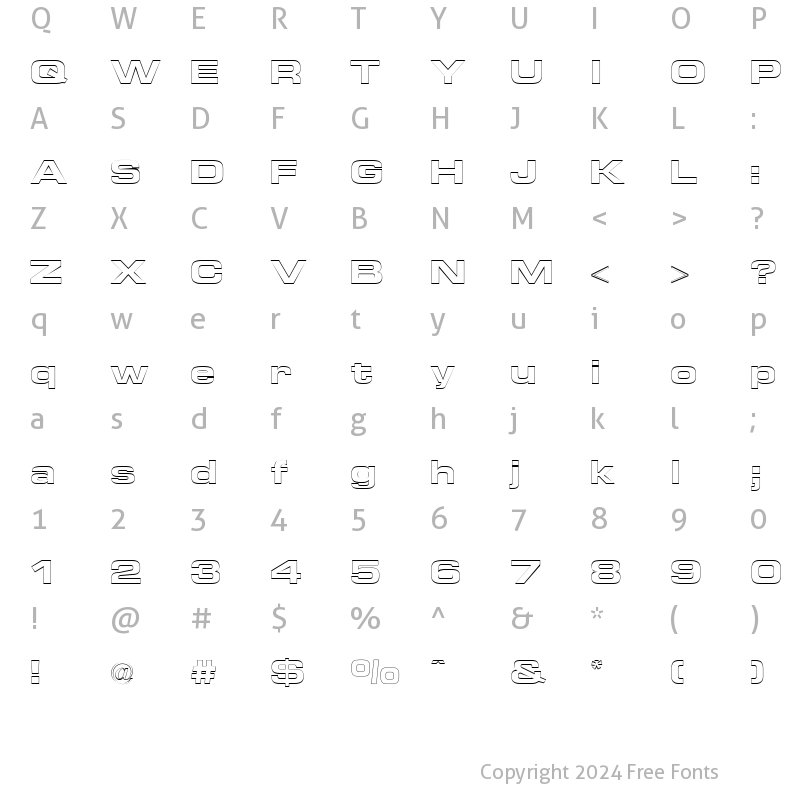 Character Map of Euro Technic Extended Outline Bold