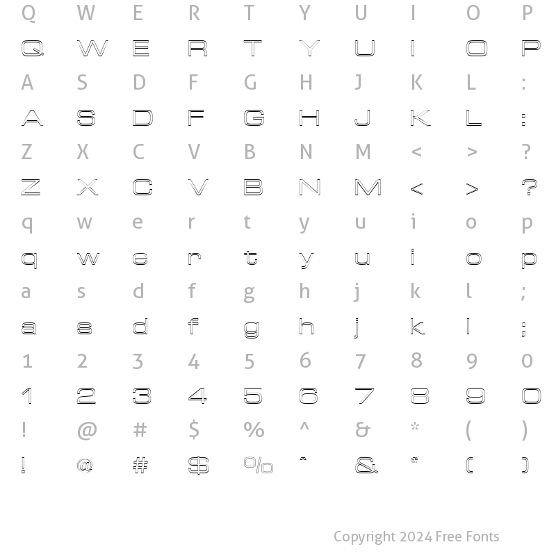 Character Map of Euro Technic Extended Outline Regular