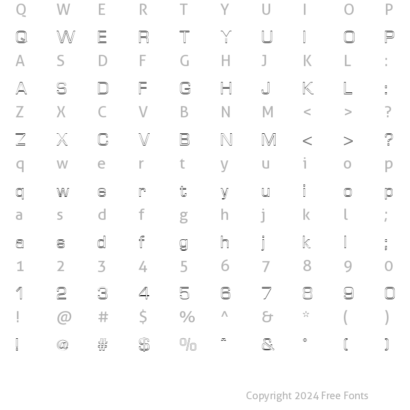 Character Map of Euro Technic Outline Regular