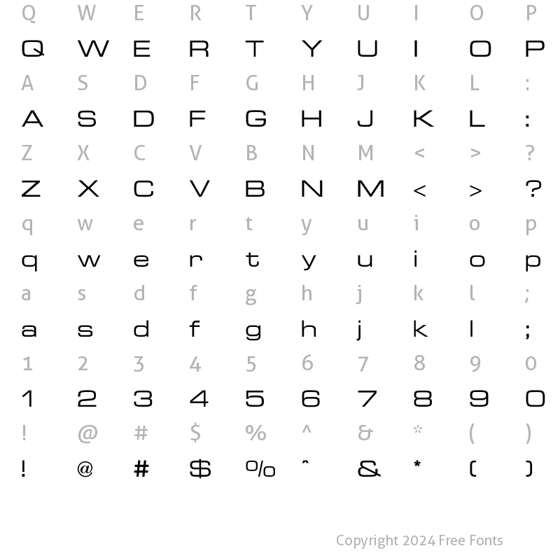 Character Map of Euro TechnicExt Regular