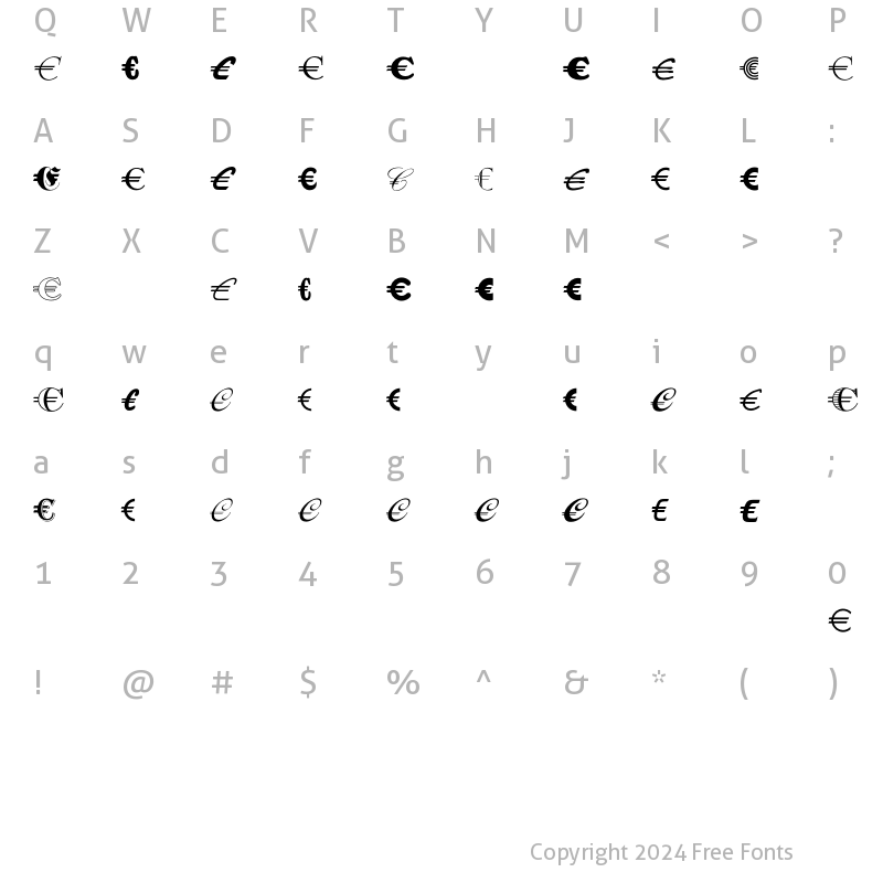 Character Map of EuroDecoEF One Regular