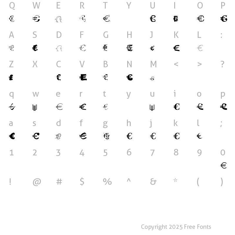 Character Map of EuroDecoEF Two Regular