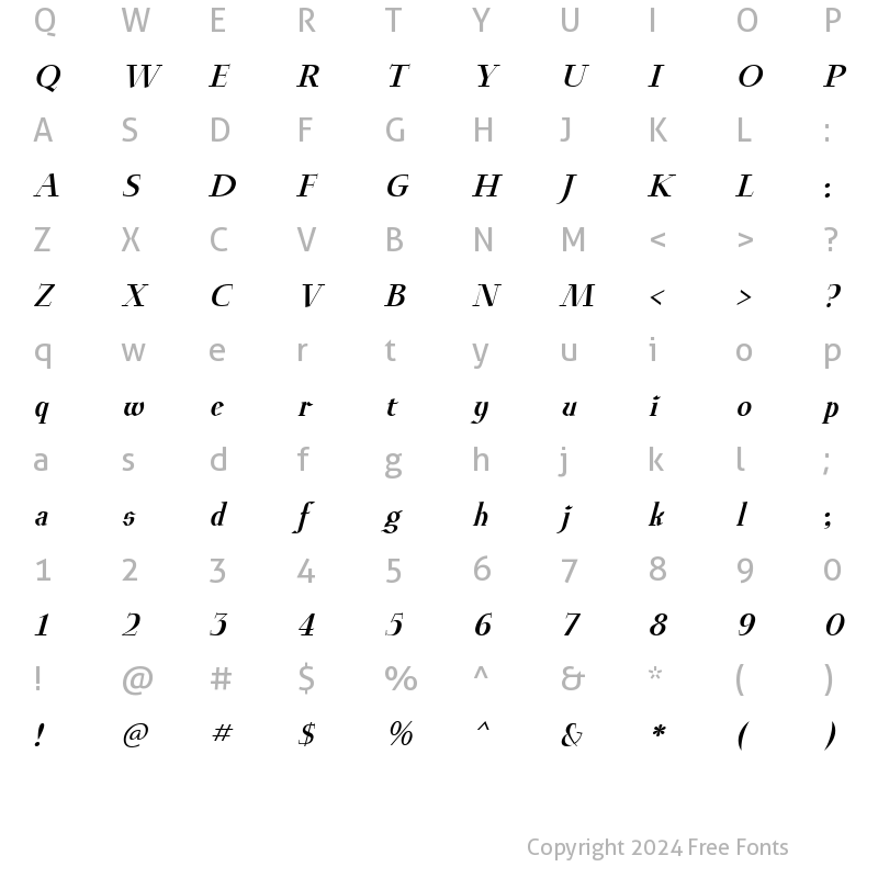 Character Map of Euroika BoldItalic