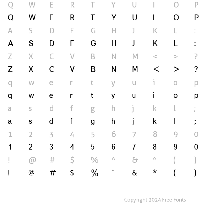 Character Map of EuroInter Regular