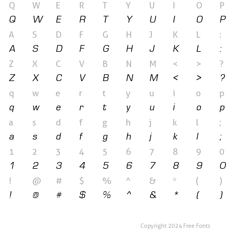 Character Map of Europe Italic