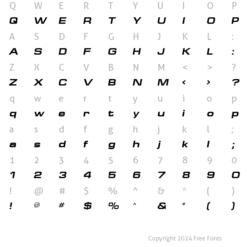 Character Map of EuropeExt Bold Italic