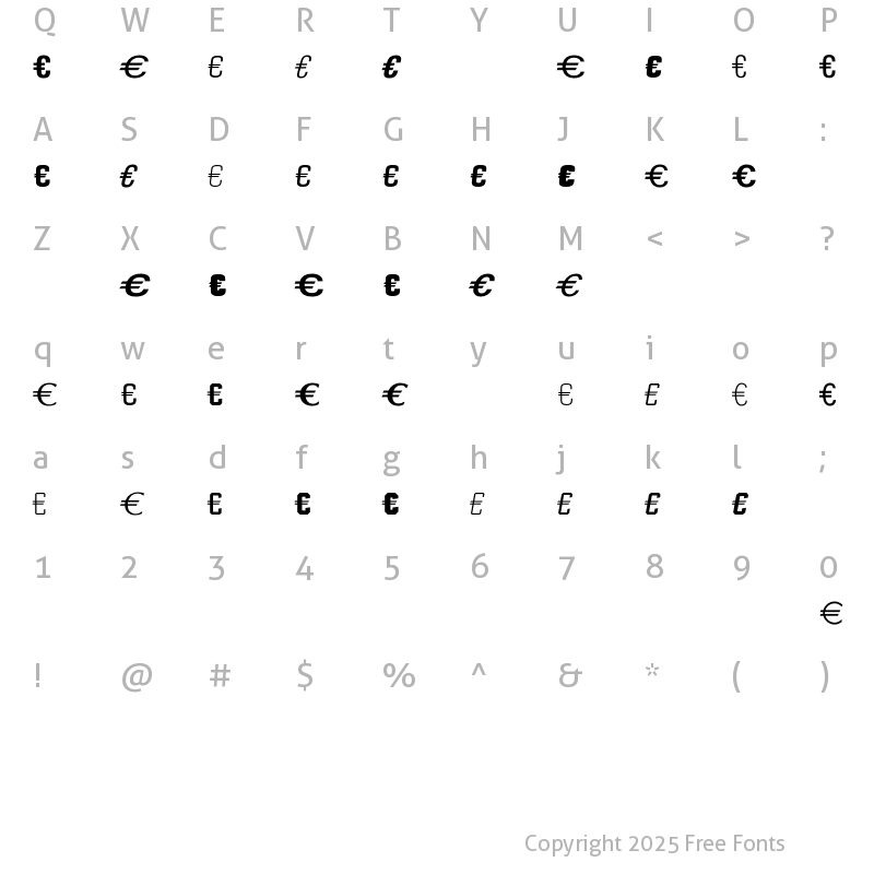 Character Map of EuroSansEF Four Regular