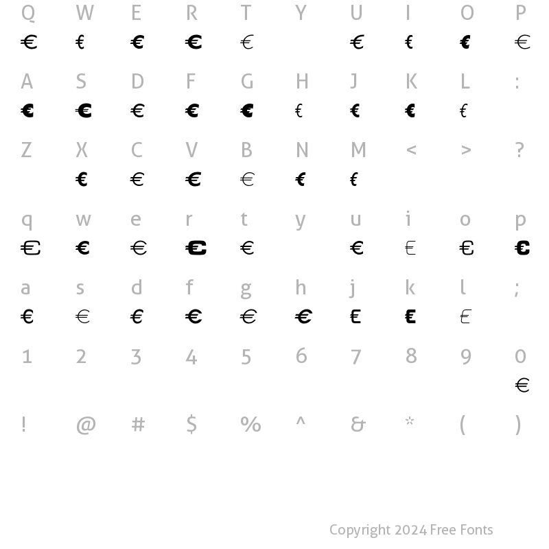 Character Map of EuroSansEF Three Regular