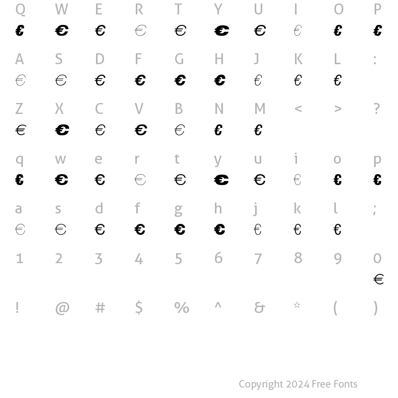 Character Map of EuroSansEF Two Regular