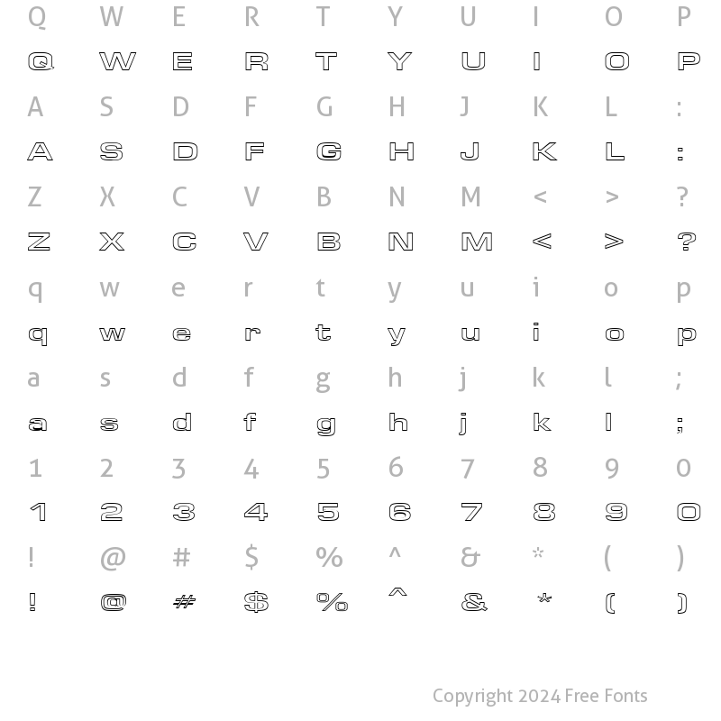 Character Map of Eurose Wide-Hollow Regular