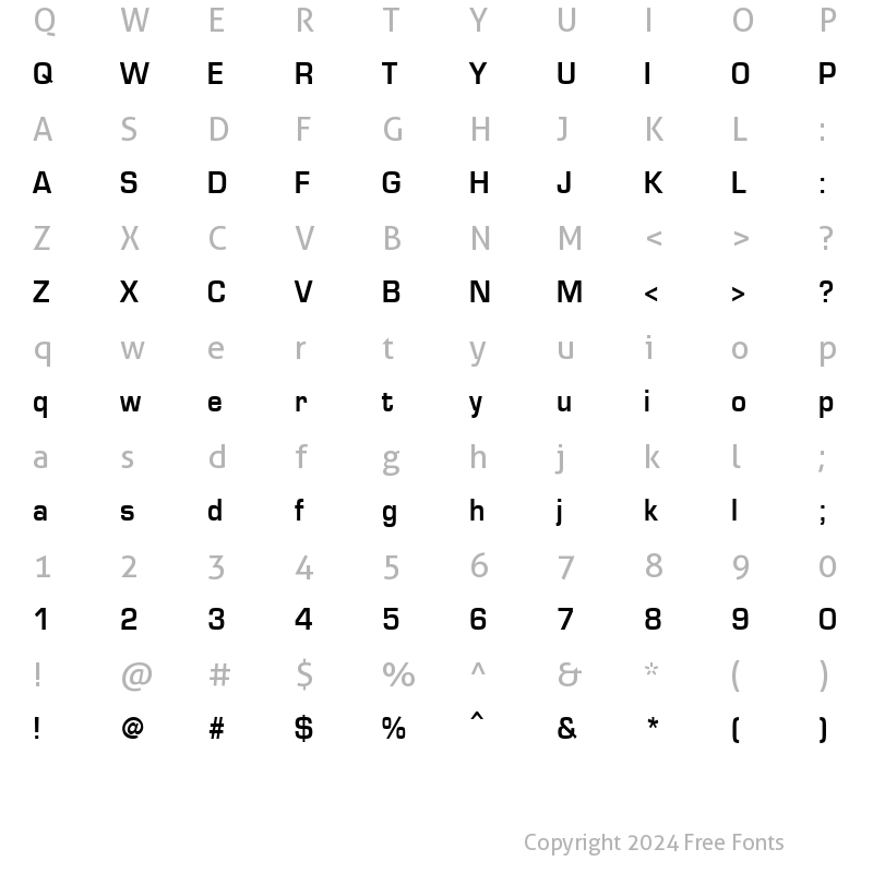 Character Map of EuroseCond Bold