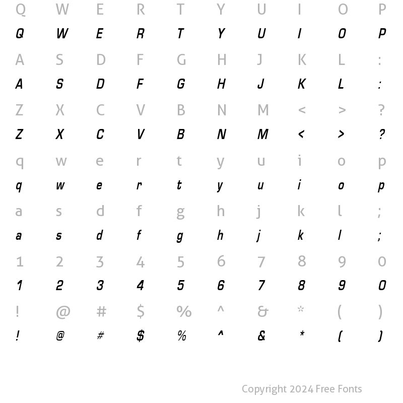 Character Map of EuroseCond Italic