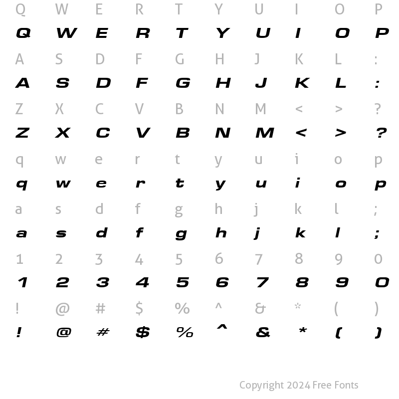 Character Map of EuroseHeavyface Italic