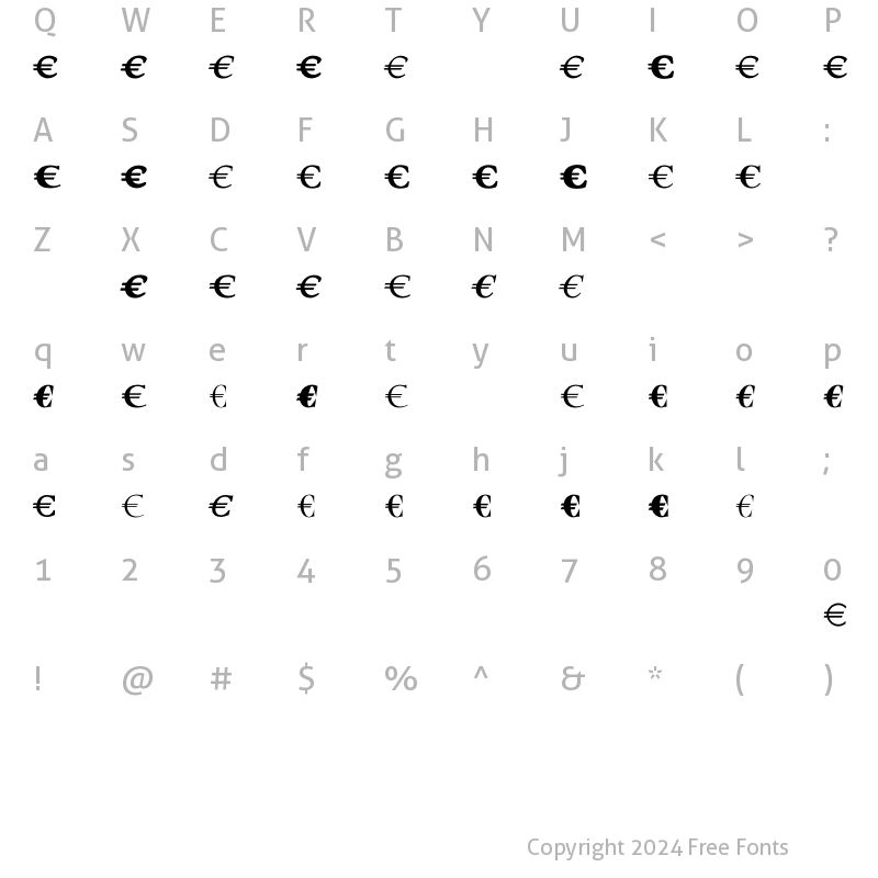 Character Map of EuroSerifEF Fife Regular