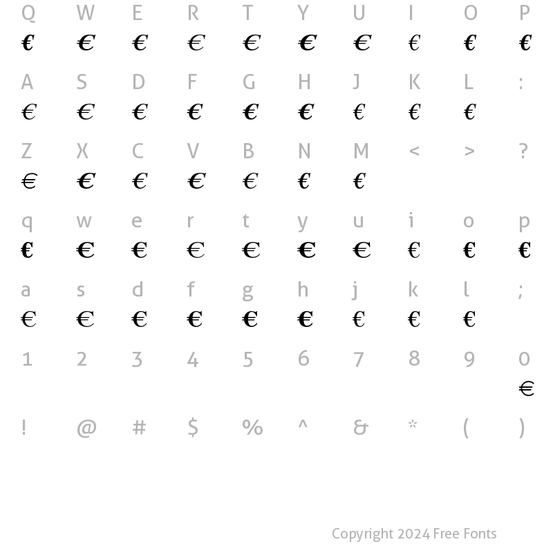 Character Map of EuroSerifEF One Regular