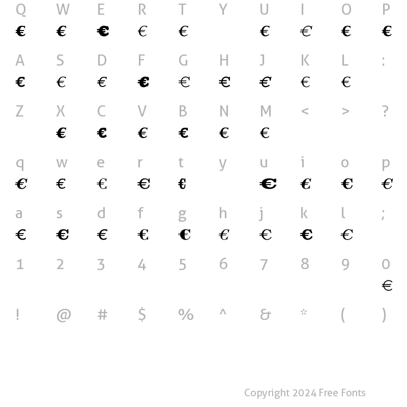 Character Map of EuroSerifEF Three Regular