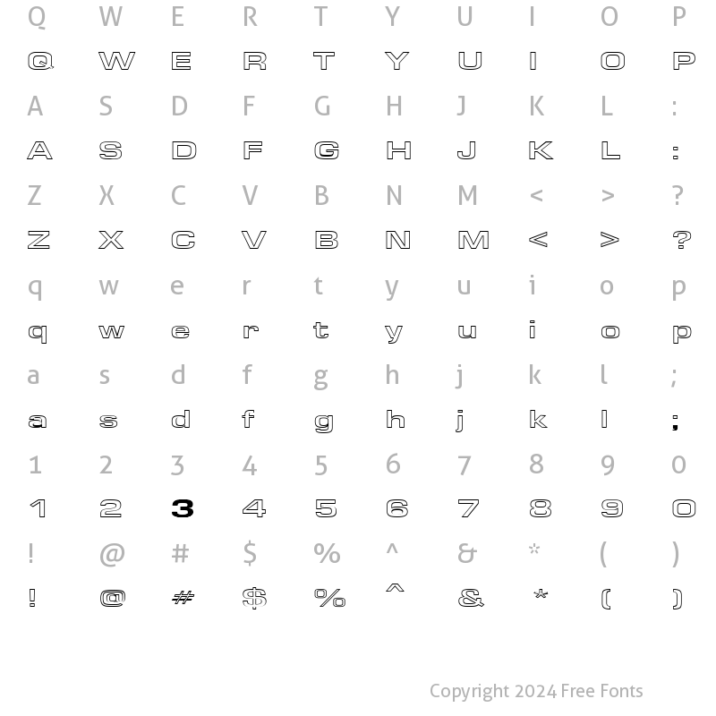 Character Map of EuroseWideHollow Regular