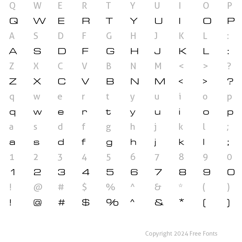 Character Map of Eurostar Regular Extended Regular