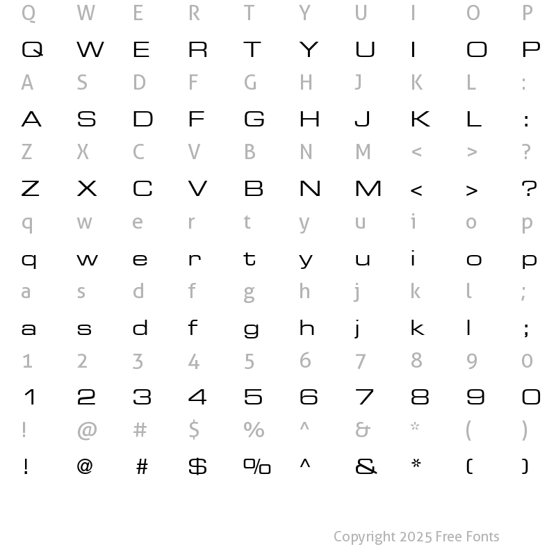 Character Map of Eurostile LT ExtendedTwo Regular