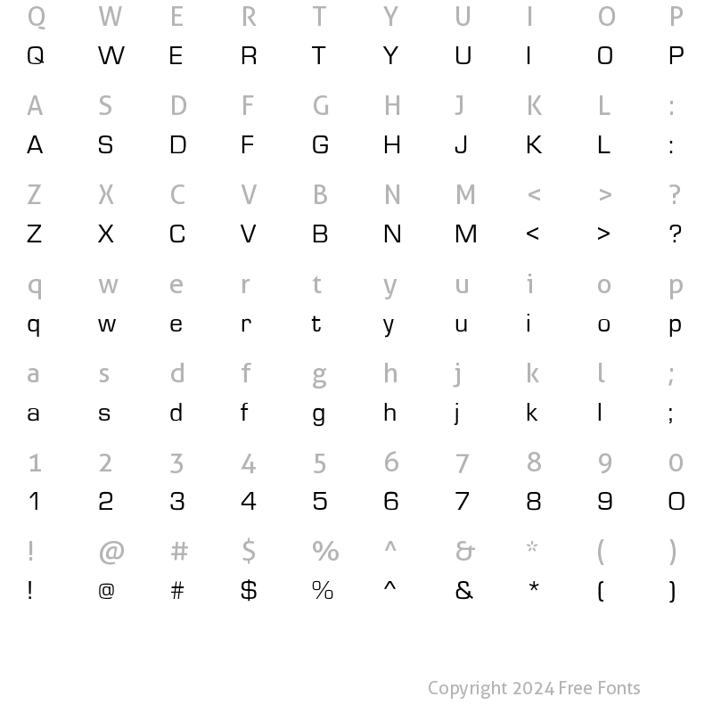 Character Map of Eurostile-Normal Regular