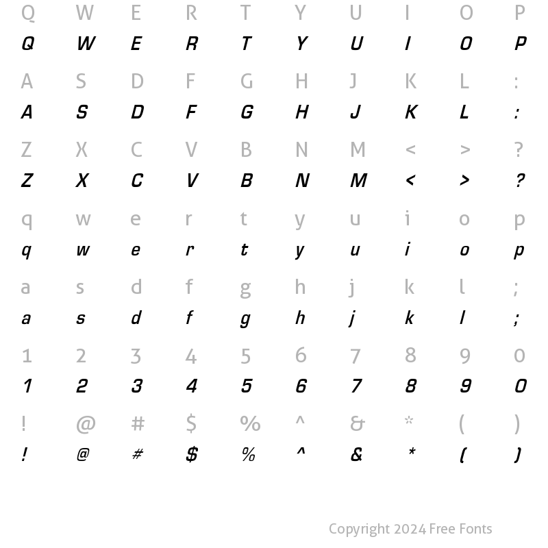 Character Map of EurostileCndObl-Bold Regular