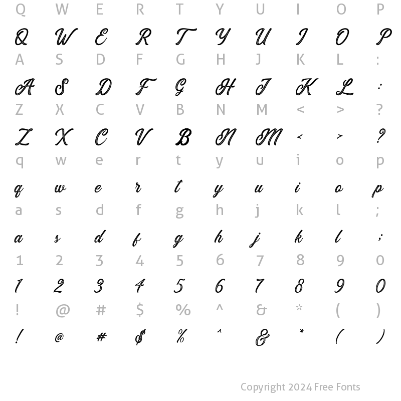 Character Map of Eusthalia Stamped Stamped