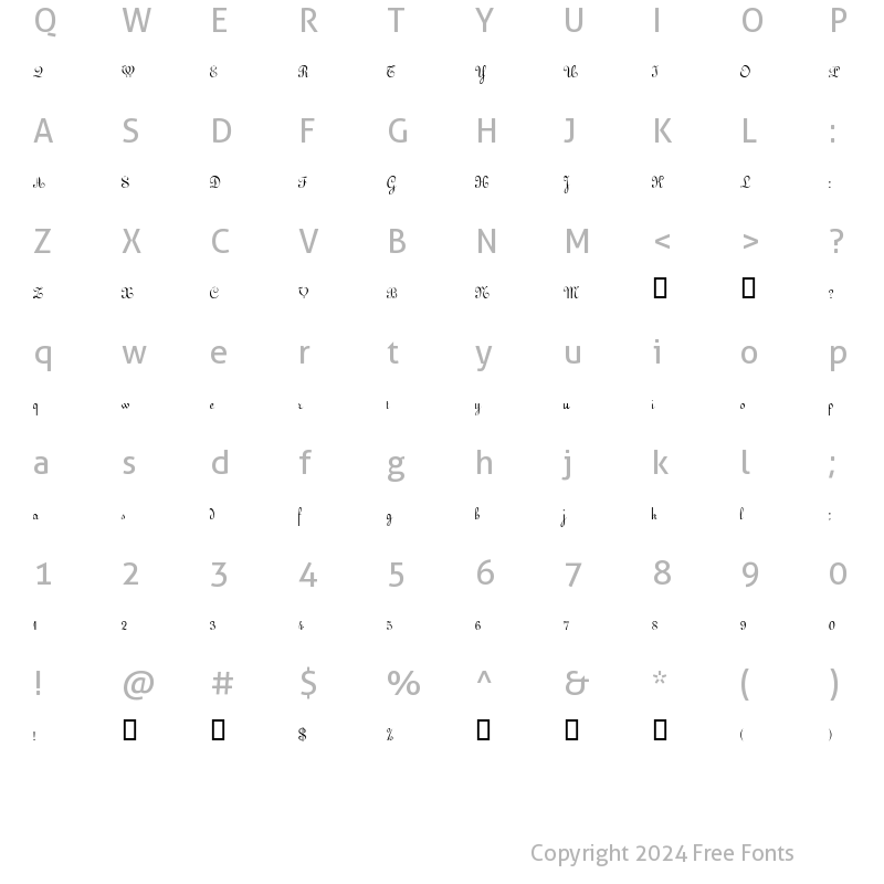 Character Map of EustonScriptSSK Regular