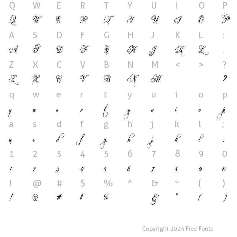 Character Map of Eutemia I Italic