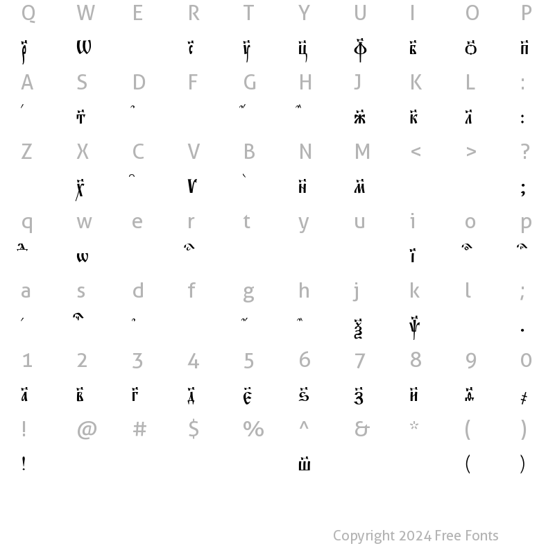 Character Map of EvangelieTT Regular